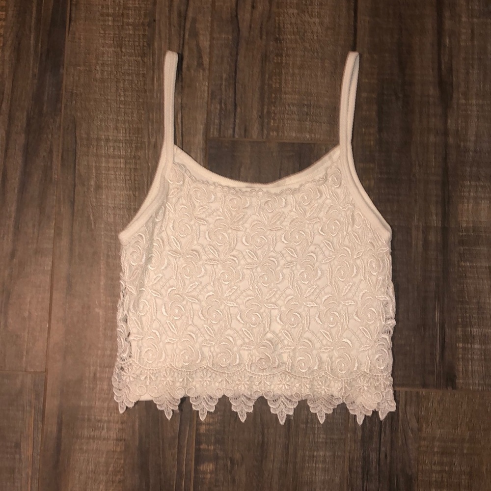 White tank top with pretty lace over the front
